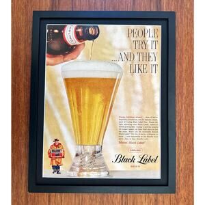 Framed 1959 Carling BLACK LABEL BEER Vintage Print Ad